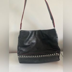 Brighton Pretty Tough Black Leather Studded Handbag